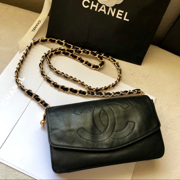 CHANEL Handbags - CHANEL Timeless Black Caviar CC Wallet on Chain